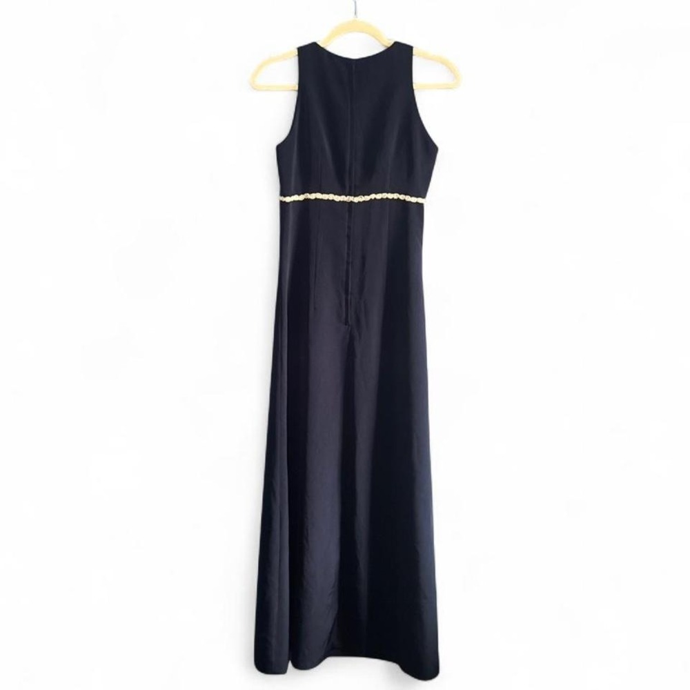 Vintage Navy Formal Dress Women's Size Small Lace High Neck Maxi Gown Boho - Picture 2 of 8